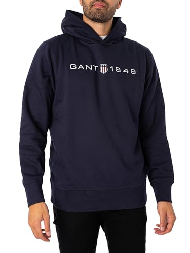 GANT Herren Printed Graphic Hoodie Kapuzenpullover, Evening Blue, 4X-Large von GANT