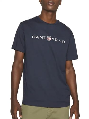 GANT Herren Printed Graphic SS T-Shirt, Evening Blue, 56 von GANT