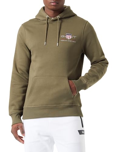 GANT Herren REG MEDIUM Archive Shield Hoodie Kapuzenpullover, Juniper Green, S von GANT