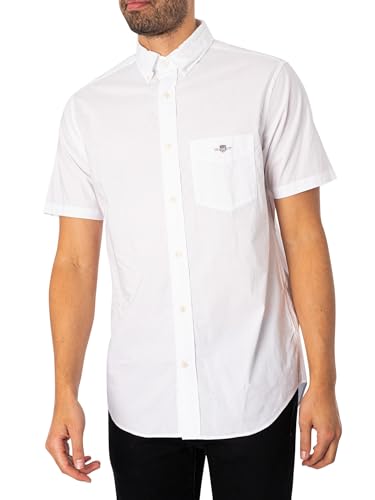 GANT Herren REG POPLIN SS Shirt, White, 56 von GANT