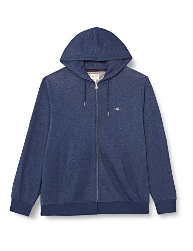 GANT Herren REG Shield Full Zip Hoodie Logo Kapuzenpullover MIT REIßVERSCHLUSS, Dark JEANSBLUE Melange, S von GANT