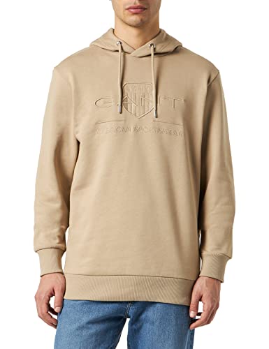 GANT Herren REG Shield Hoodie Tonal Logo Kapuzenpullover, Concrete BEIGE, M von GANT