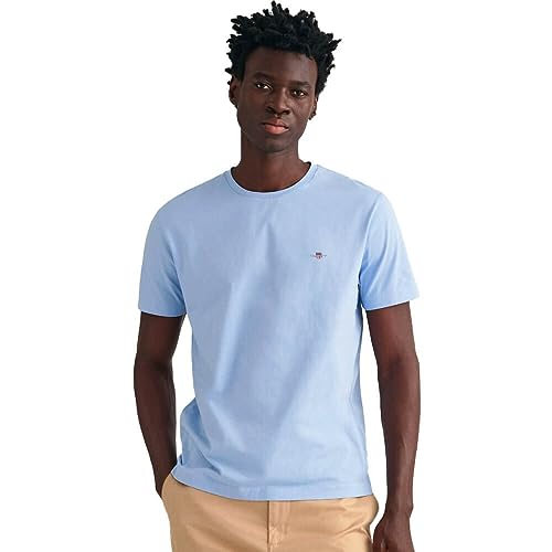 GANT Herren REG Shield SS Logo T-Shirt, Capri Blue, S von GANT