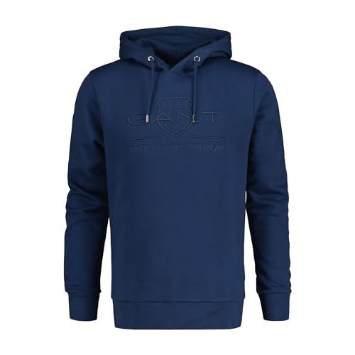 GANT Herren REG Tonal Shield Hoodie Kapuzenpullover, Dusty Blue SEA, M von GANT