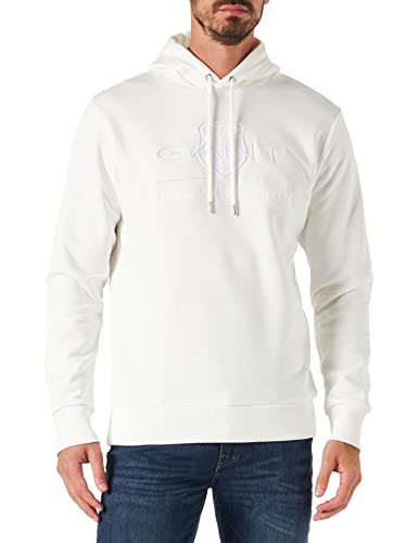 GANT Herren REG Tonal Shield Hoodie Kapuzenpullover, Eggshell, 4XL von GANT