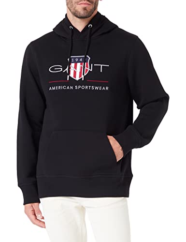 GANT Herren Reg Archive Shield Hoodie Kapuzenpullover, Schwarz, M EU von GANT