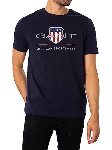 GANT Herren Reg Archive Shield T-shirt T Shirt, Evening Blue, 3XL EU von GANT