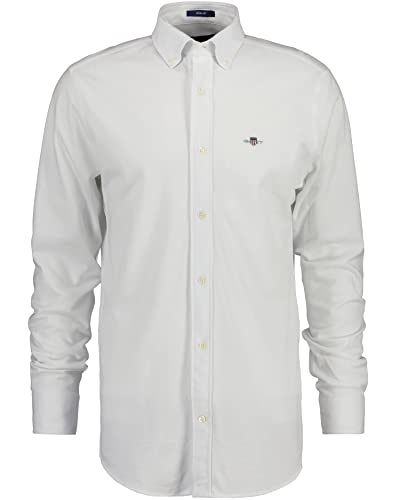 GANT Herren Reg Jersey Pique Shirt Klassisches Hemd, Weiß, L EU von GANT