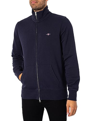 GANT Herren Reg Shield Full Zip Sweatshirt, Evening Blue, L EU von GANT