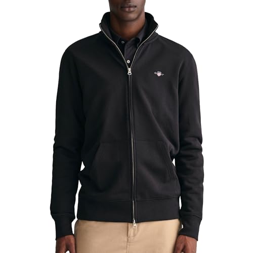 GANT Herren Reg Shield Full Zip Sweatshirt, Schwarz, XL EU von GANT