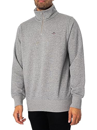 GANT Herren Reg Shield Half Zip Sweatshirt, Grey Melange, M EU von GANT