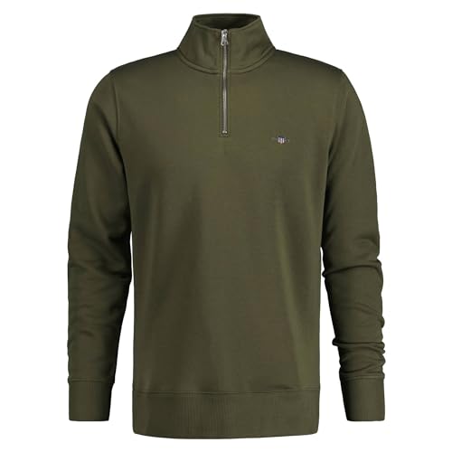 GANT Herren Reg Shield Half Zip Sweatshirt, Juniper Green, L EU von GANT