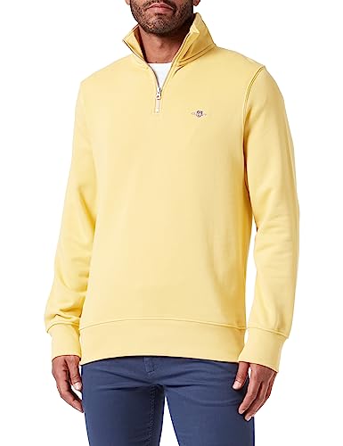 GANT Herren Reg Shield Half Zip Sweatshirt, Parchment Yellow, XXL EU von GANT