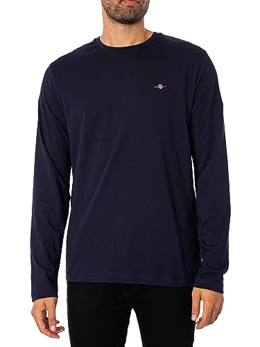 GANT Herren Reg Shield Ls T-shirt T Shirt, Evening Blue, 3XL EU von GANT