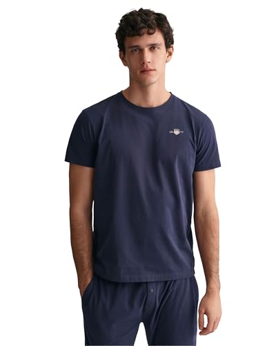 GANT Herren Shield Pajama T-Shirt, Evening Blue, L von GANT