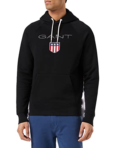 GANT Herren Gant Shield Hoodie Kapuzenpullover, Schwarz (Black 5), S EU von GANT