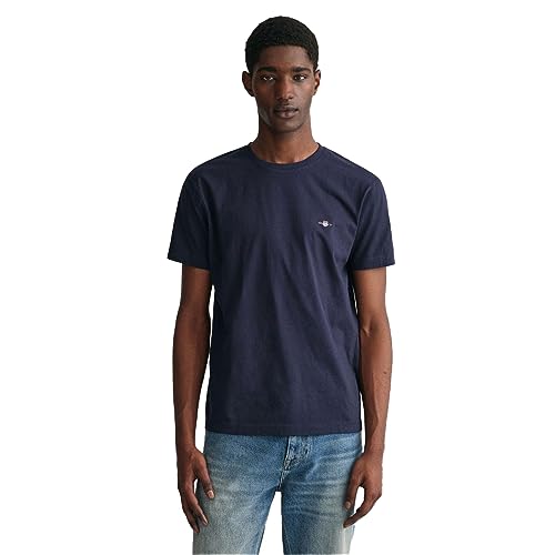 GANT Herren Slim Shield T-shirt T Shirt, Evening Blue, XL EU von GANT