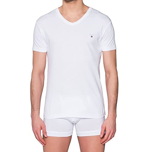 GANT Herren The Original Slim V-neck T-shirt T Shirt, Weiß (White 110), XL EU von GANT
