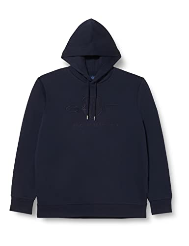 GANT Herren REG Tonal Shield Hoodie Kapuzenpullover, Evening Blue, S von GANT