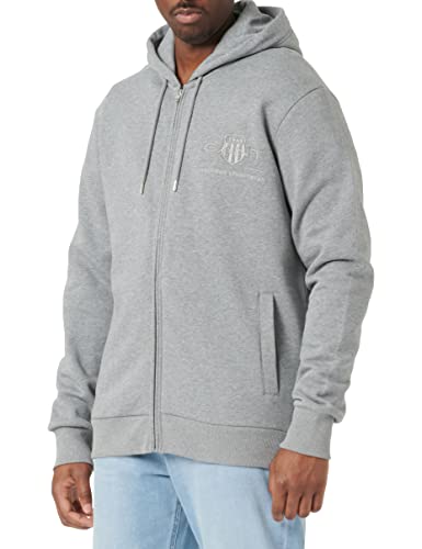 GANT Herren REG Tonal Shield Full Zip Hoodie Kapuzenpullover, Grey Melange, XS von GANT