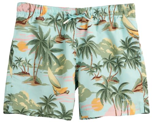 GANT Jungen Hawaii Print Swim Shorts Badehose, Turquoise Mist, 134 cm-140 cm von GANT