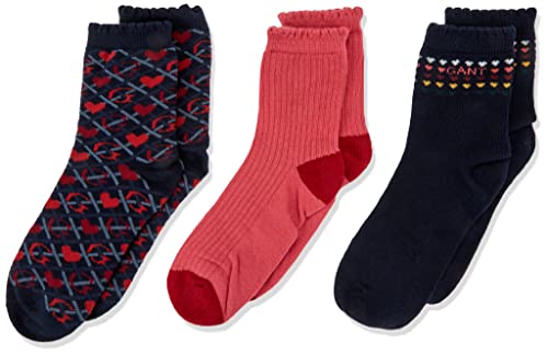 GANT Mädchen D1. Heart 3-pack Socken, Evening Blue, 27-29 EU von GANT