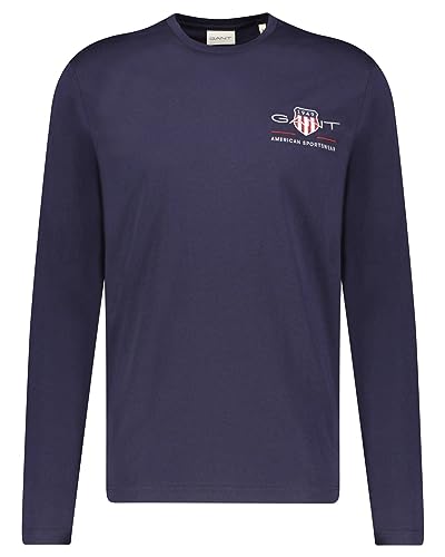 GANT Herren Reg Medium Archive Shield Ls T-Shirt, Evening Blue, XXL EU von GANT