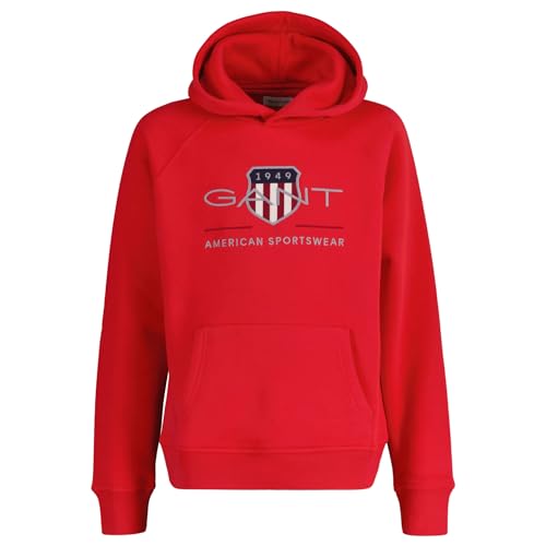 GANT Unisex Kinder Archive Shield Hoodie Kapuzenpullover, Bright RED, 176 cm von GANT