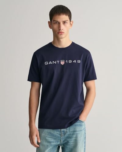 GANT Herren Printed Graphic T-Shirt, Evening Blue, S EU von GANT