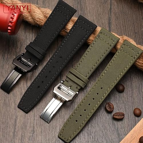 GANYUU Nylon-Uhrenarmband für IWC IW377724 IW371614 Uhrenarmband 20 mm 21 mm 22 mm Armband Schwarz Armeegrün Blau Canvas Armband Uhrenarmband, 21 mm, Achat von GANYUU