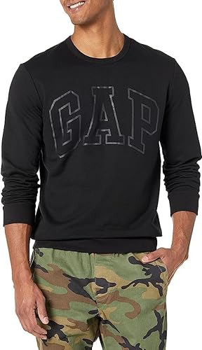 GAP Herren Logo-Fleece-Sweatshirt mit Rundhalsausschnitt Kapuzenpullover, Schwarz, X-Large von GAP