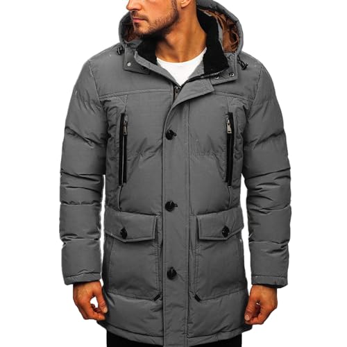 GARCAN Herren-Daunenmantel, Herren-Thermojacke Mit Kapuze, Verdickter, Winddichter Winter-Baumwollmantel Für Herren, Mittellang, Geeignet Für Winterausflüge, Angeln Und Reisen Usw.,A,S von GARCAN