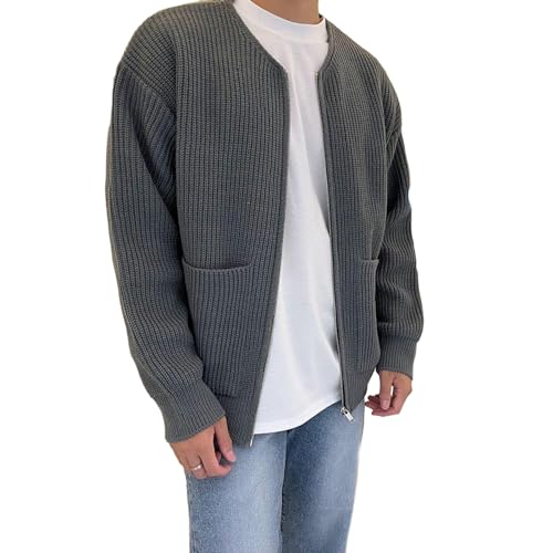 GARCAN Herren-Winterpullover Aus Wolle Winter-Baumwoll-Strickjacke, V-Ausschnitt Elegante Strickjacke Jacken Mit Leichtem Elegantem Reißverschluss Weich Bequem Leicht Und Atmungsaktiv,B,XXL von GARCAN