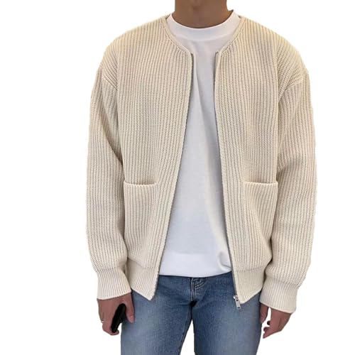 GARCAN Herren-Winterpullover Aus Wolle Winter-Baumwoll-Strickjacke, V-Ausschnitt Elegante Strickjacke Jacken Mit Leichtem Elegantem Reißverschluss Weich Bequem Leicht Und Atmungsaktiv,C,3XL von GARCAN