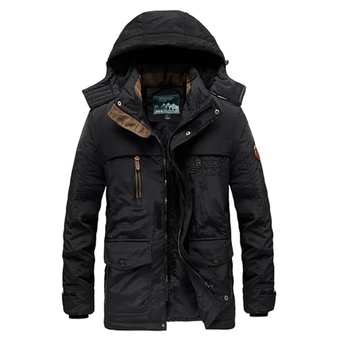 GARCAN Herrenmantel, Warme, Verdickte Herrenjacke, Modischer Wintermantel Aus Fleece-Baumwolle Für Herren, Jacke, Winddicht Und Warm, Geeignet Für Outdoor-Sport, Spiel Und Reisen, Waschbar,B,4XL von GARCAN