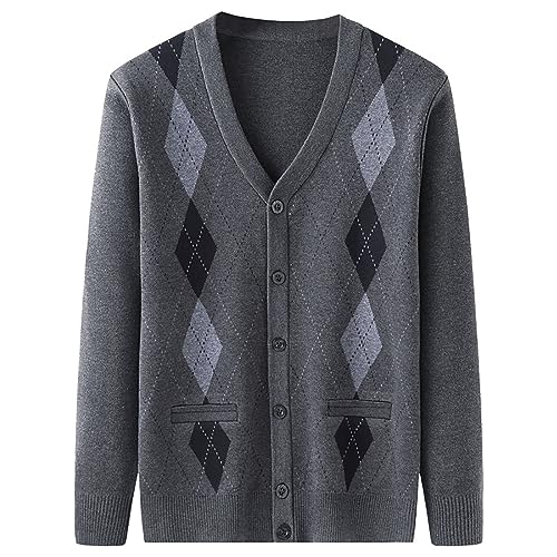 GARCAN Slim-Fit-Strickpullover Für Herren Mit Knöpfen. Stilvoller Strick-Cardigan Für Herren. Klassischer Strick-Cardigan Für Herren Mit Knöpfen. Leichter Strick-Cardigan Mit V-Ausschnitt,B,XL von GARCAN