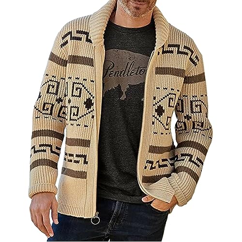 Warmer Und Kuscheliger Zopfstrick-Cardigan Für Herren. Herren-Strickjacke Mit V-Ausschnitt Und Schalkragen. Vintage-Knopfpullover. Jacke. Langarm-Strickwaren. Slim-Fit-Strickpullover,A,XL von GARCAN