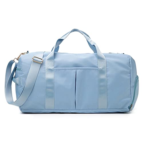 Turnbeutel für Damen, Turnbeutel für Damen mit Schuhfach, langlebig, leicht, für Yoga, große Handtasche (Farbe: Blau) von GARWAR