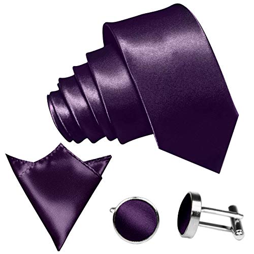 GASSANI 3-SET Krawattenset, 8,5Cm Breite Lilane Violette Herren-Krawatte Schmal Manschettenknöpfe Ein-Stecktuch, Bräutigam Hochzeitskrawatte Glänzend GASSANI 3-SET Krawattenset, 8,5Cm Breite Lilane Violette Herren-Krawatte Schmal Manschettenknöpfe Ein-Stecktuch, Bräutigam Hochzeitskrawatte Glänzend von GASSANI