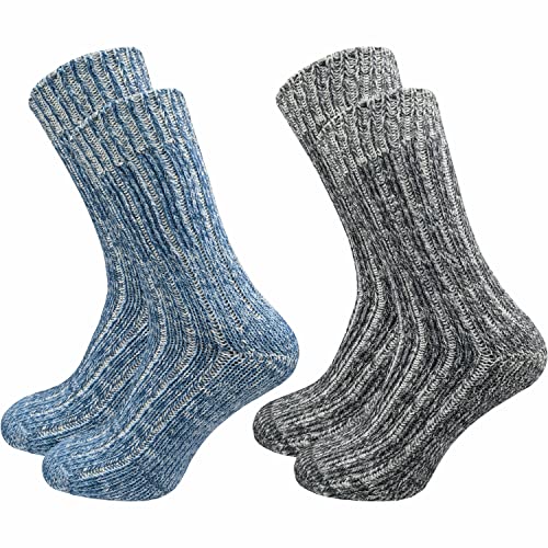 GAWILO Norwegersocken für Damen (2 Paar) | Extra warm & weich dank Wolle | Dicke Wintersocken für warme Füße an kalten Tagen | Auch als Thermosocke geeignet (39-42, farbig 2) von GAWILO