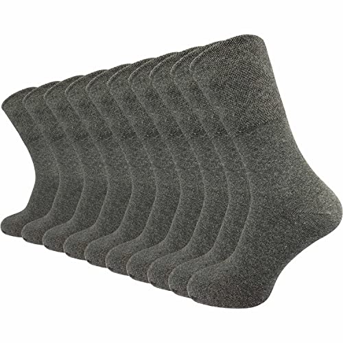 GAWILO 10 Paar PREMIUM Socken ohne drückende Naht | Damen & Herren | gekämmte Baumwolle | Komfortbund | Diabetiker geeignet (35-38, anthrazit melange) von GAWILO