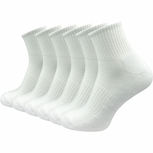 GAWILO Damen Tennissocken (6 Paar) | Sportsocken aus 80% Baumwolle mit einer gepolsterten Sohle | ideal auch als Freizeitsocken in Ihren Sneakern | ohne drückende Naht über den Zehen (35-38, weiß) von GAWILO