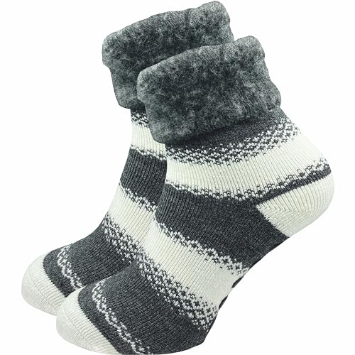 GAWILO Damen Stoppersocken (1 Paar) weich & warm | Haussocken - Noppensocken | ideal als Hausschuh Ersatz mit ABS Sohle (35-38, farbig 1) von GAWILO