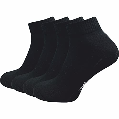 GAWILO Herren Sportsocken (4 Paar) | kurz & atmungsaktiv | Sneaker Socken | Anti-Blasen Schutz | gepolsterte Sohle (43-46, schwarz) von GAWILO