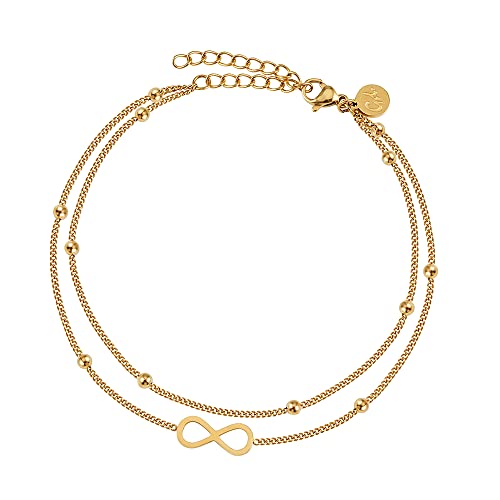 GD GOOD.designs Fußkettchen mit Unendlichkeitszeichen (Gold) I Wasserfeste Infinity Fußkette mit 18 Karat Vergoldung I Damen Fußschmuck vergoldet von GD GOOD.designs