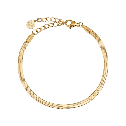 GD GOOD.designs Schlangen Armband für Damen | Flacher Armreif ohne Anhänger in Gold | Edelstahl Schmuck 3mm breit | Wasserfest von GD GOOD.designs