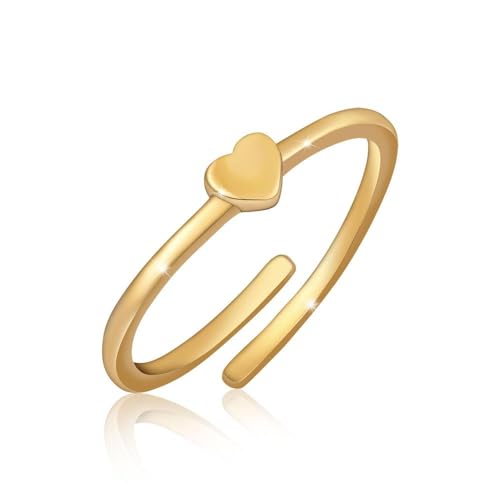 GD GOOD.designs Herz Ring für Damen - Verstellbarer Damenring mit Herz-Anhänger - Rostfreier Edelstahl in 18K Gold, Silber oder Rosegold von GD GOOD.designs