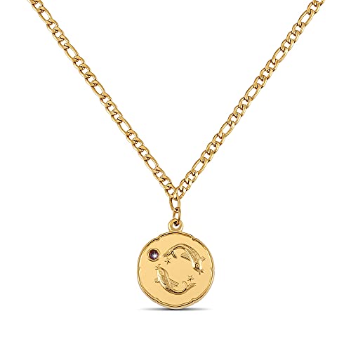 GD GOOD.designs Sternzeichen Kette Fische Gold mit Geburtsstein für Damen - 18K vergoldete Halskette mit Zodiac Anhänger von GD GOOD.designs