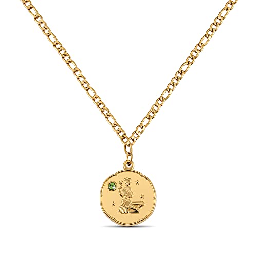 GD GOOD.designs Sternzeichen Kette Jungfrau Gold mit Geburtsstein für Damen - 18K vergoldete Halskette mit Zodiac Anhänger von GD GOOD.designs