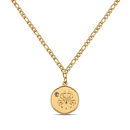 GD GOOD.designs Sternzeichen Kette Krebs Gold mit Geburtsstein für Damen - 18K vergoldete Halskette mit Zodiac Anhänger von GD GOOD.designs